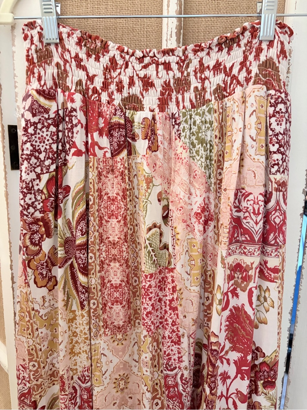 Anthropologie Indira Patchwork Boho Maxi Skirt Size L